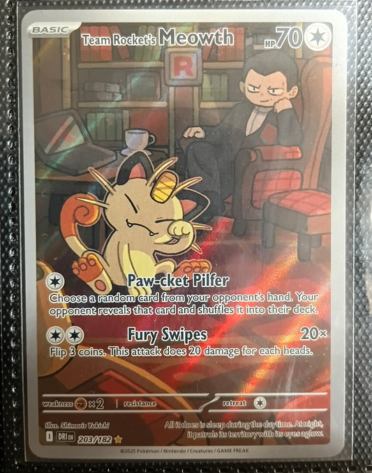 Pokenom Destined Rivals Meowth Illustration Rare 203-182